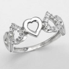 Cz Sterling Silver Heart Ring Size 7